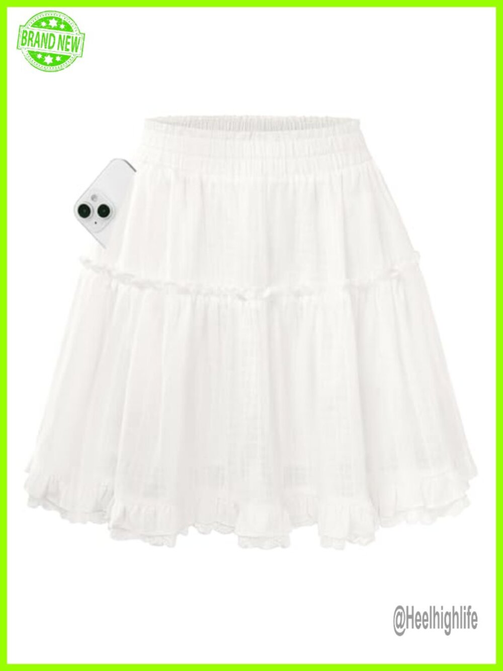 Kate K Mini Skirt Skort with Shorts Underneath Ruffle Lace